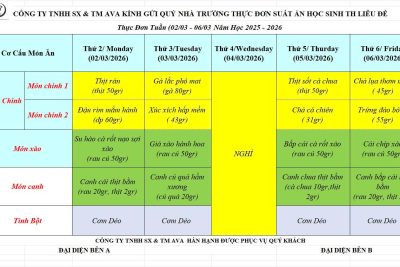 Thực đơn bán trú tuần 24