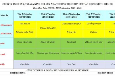 Thực đơn bán trú tuần 35