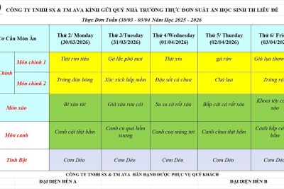 Thực đơn bán trú tuần 28